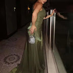 Olive Siren Drape Gown