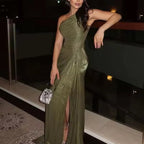 Olive Siren Drape Gown