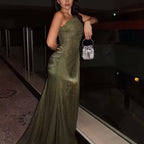 Olive Siren Drape Gown