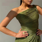 Olive Siren Drape Gown
