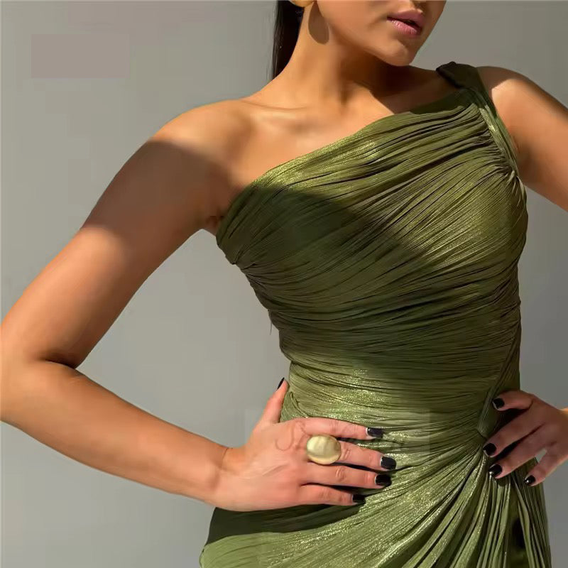 Olive Siren Drape Gown