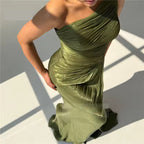Olive Siren Drape Gown