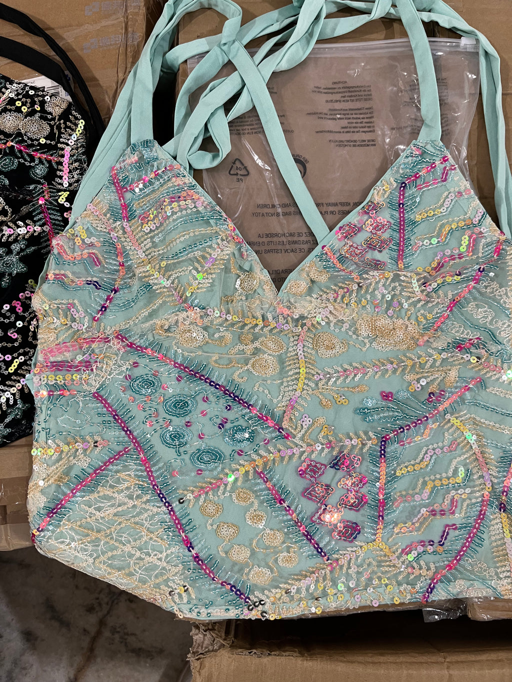 Aqua Beaded Top