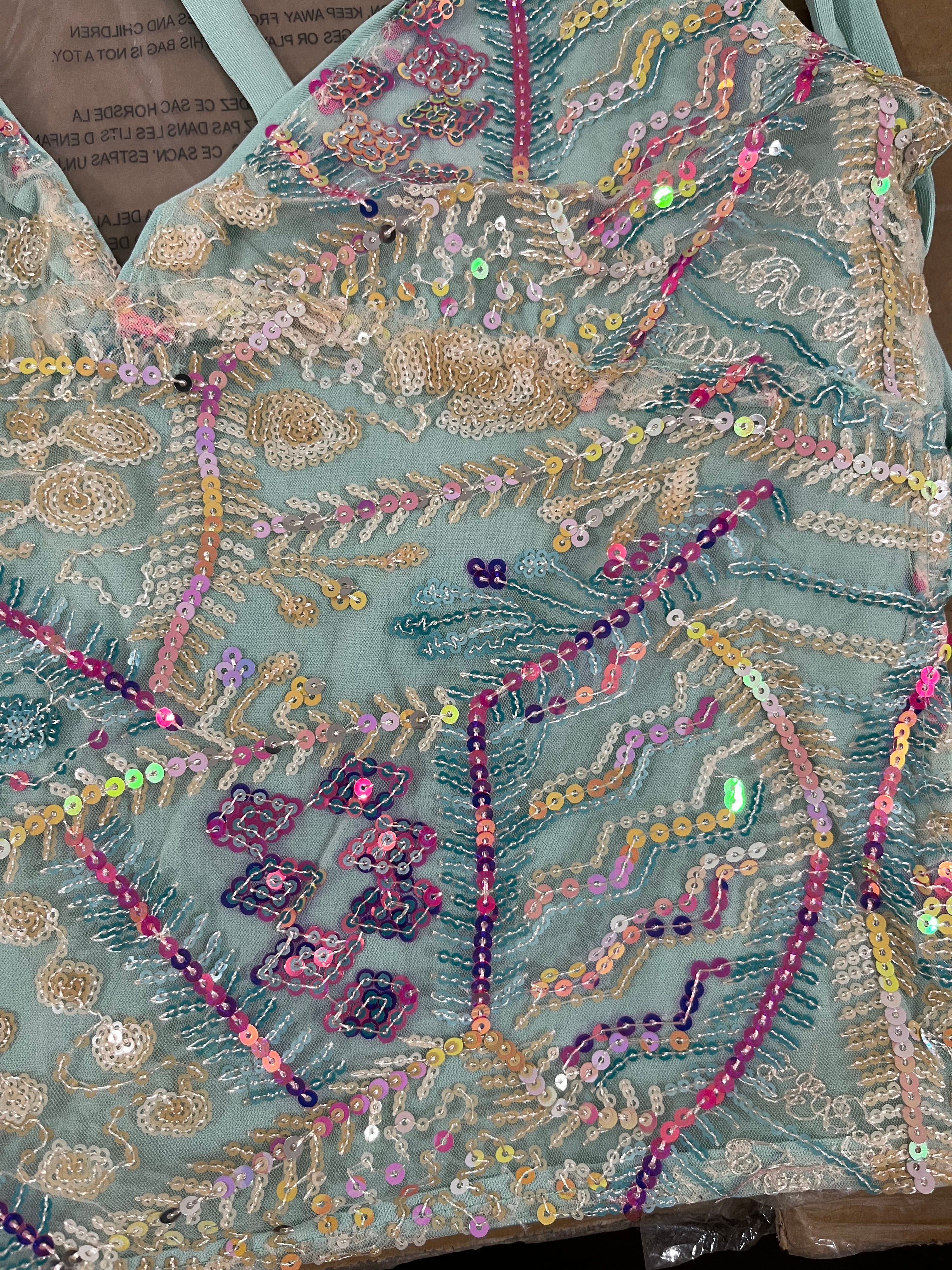 Aqua Beaded Top