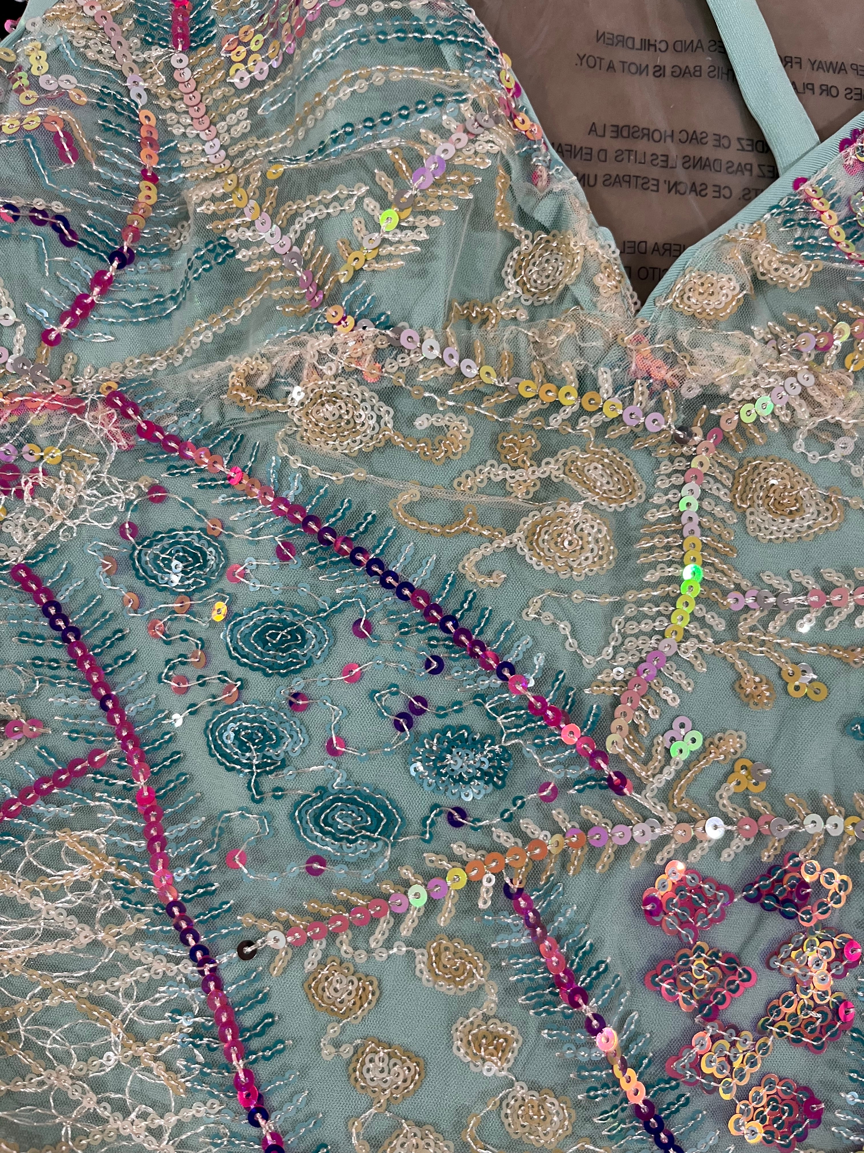Aqua Beaded Top
