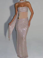 Celestial Glow Draped Dress