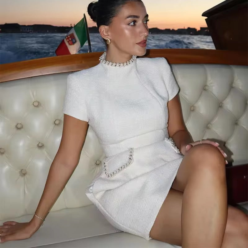 Ivory Pearl Tweed Dress