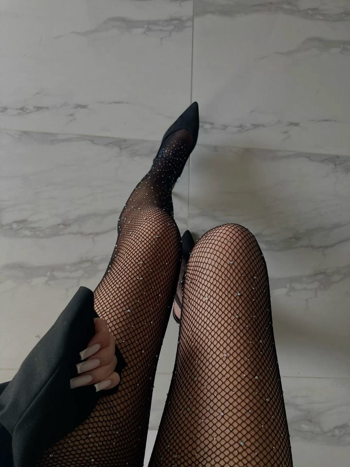 Noir Rhinestone Stockings