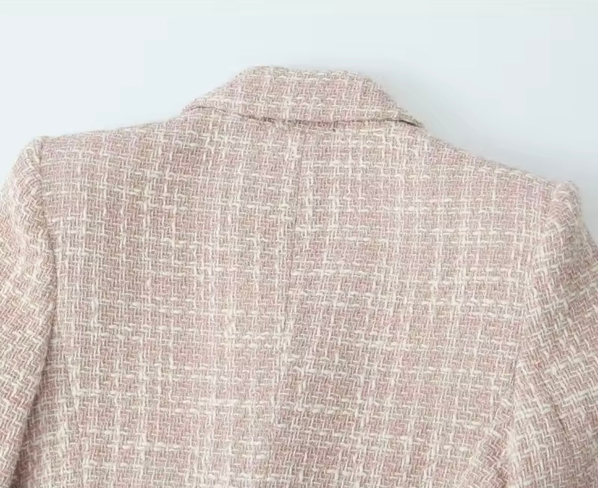 Ivory Tweed Power Blazer