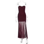 Merlot Muse Sheer Ruched Gown