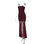 Merlot Muse Sheer Ruched Gown