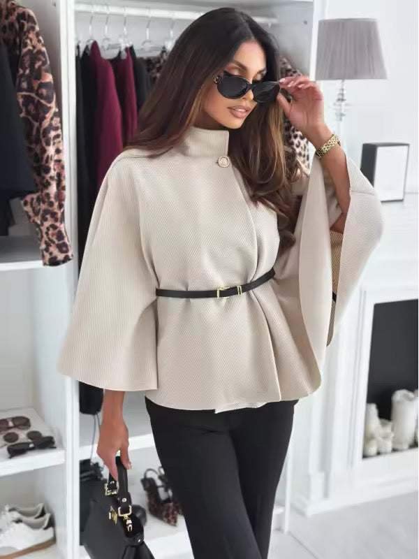 Élise Black Belted Cape