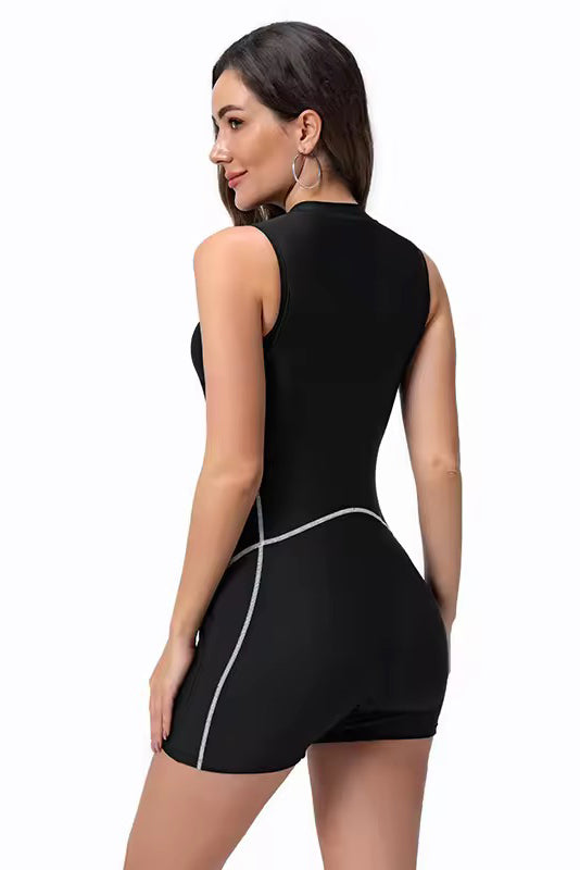 Black Sculpt Zip Swimsuit