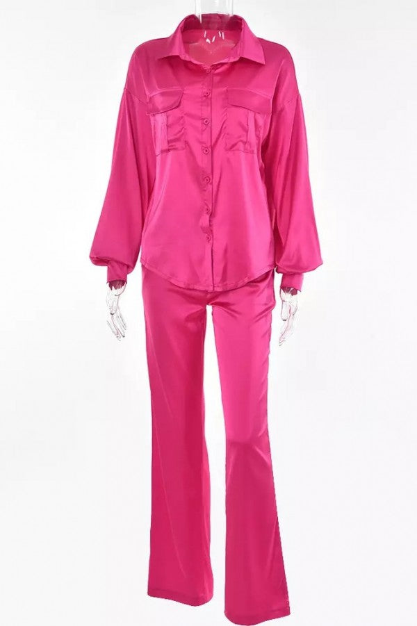 Button Up Satin Co-ords