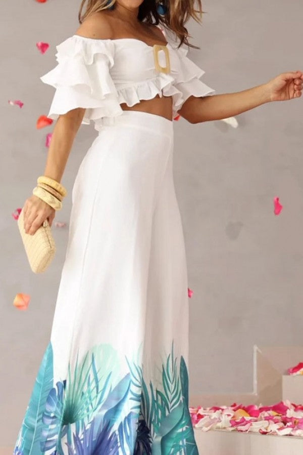 Printed Off Shoulder Co-ords