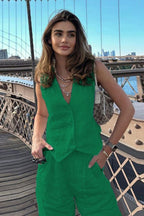 Girl Boss Linen Co-ords Green
