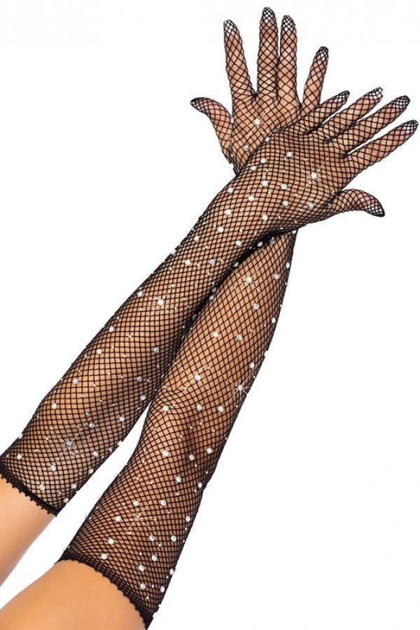 Noir Rhinestone Gloves