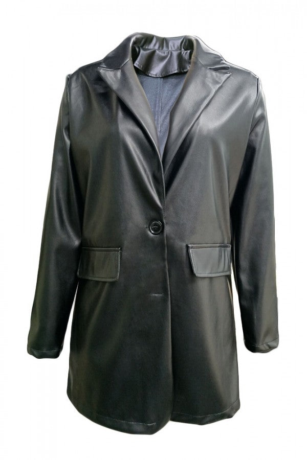 Faux Leather Blazer/Dress