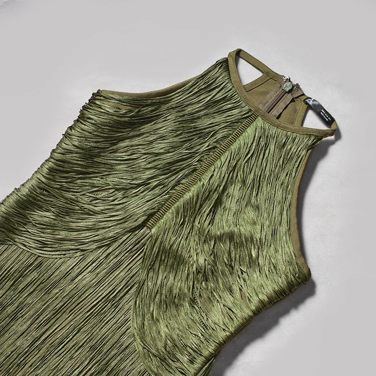 Emerald Cascade Fringe Dress