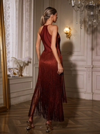 Emerald Cascade Fringe Dress