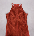 Emerald Cascade Fringe Dress