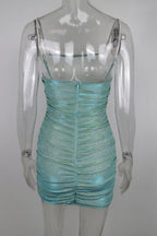 Rhinestone Ruched Club Dress