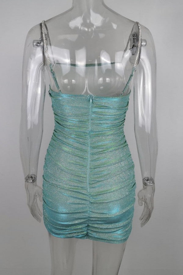 Rhinestone Ruched Club Dress