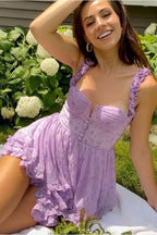 Lavender Floral Printed Dress