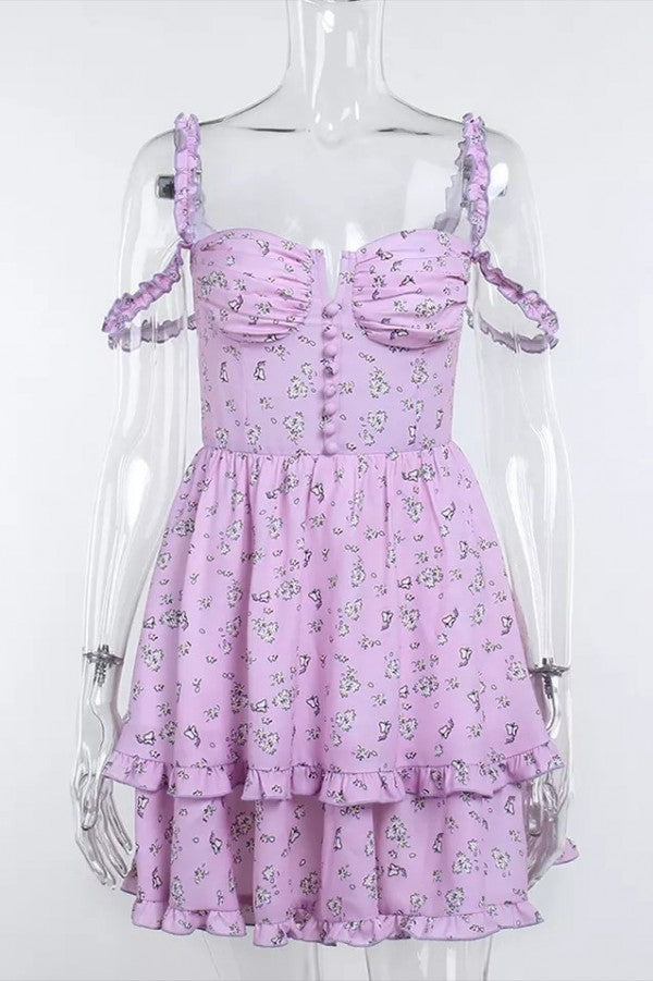 Lavender Floral Printed Dress