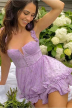 Lavender Floral Printed Dress