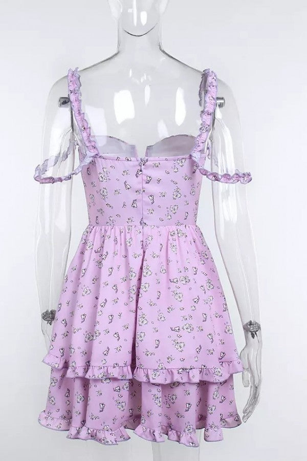 Lavender Floral Printed Dress