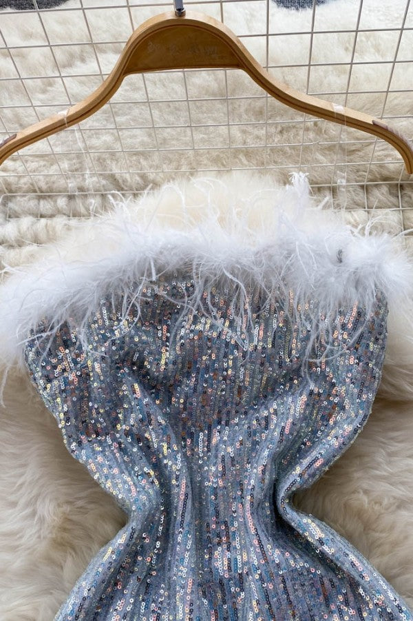 Luxe Feather Sequin Dress