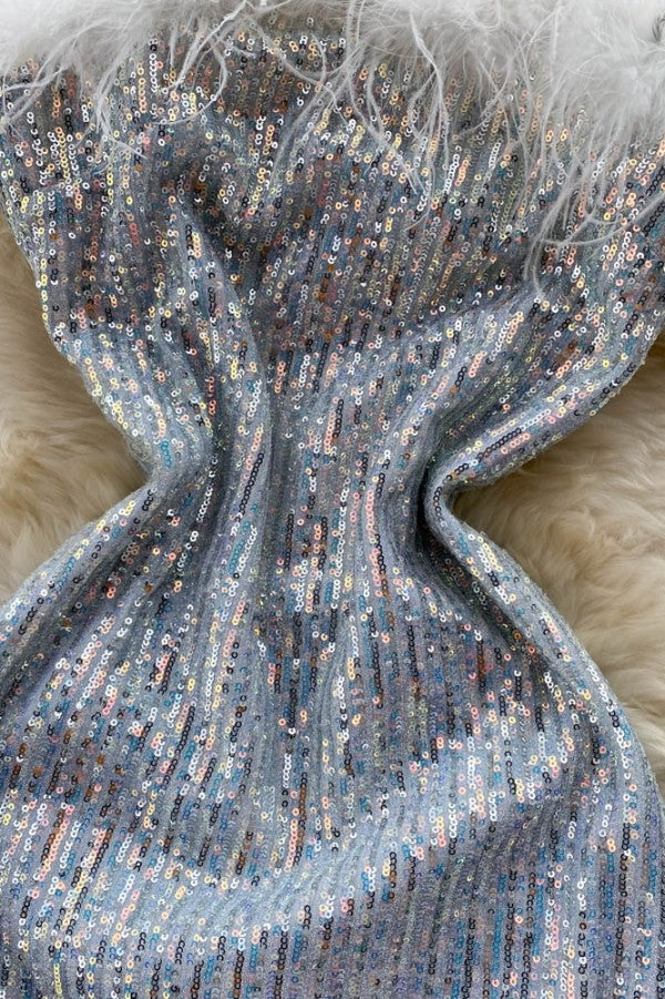 Luxe Feather Sequin Dress