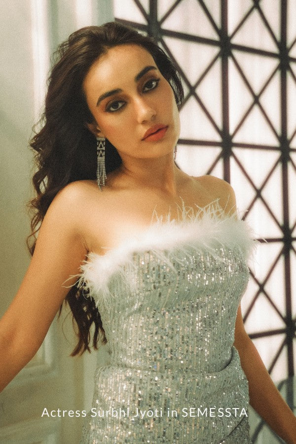 Luxe Feather Sequin Dress