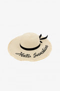 Handmade Hello Sunshine Embroidered Beige Sunhat