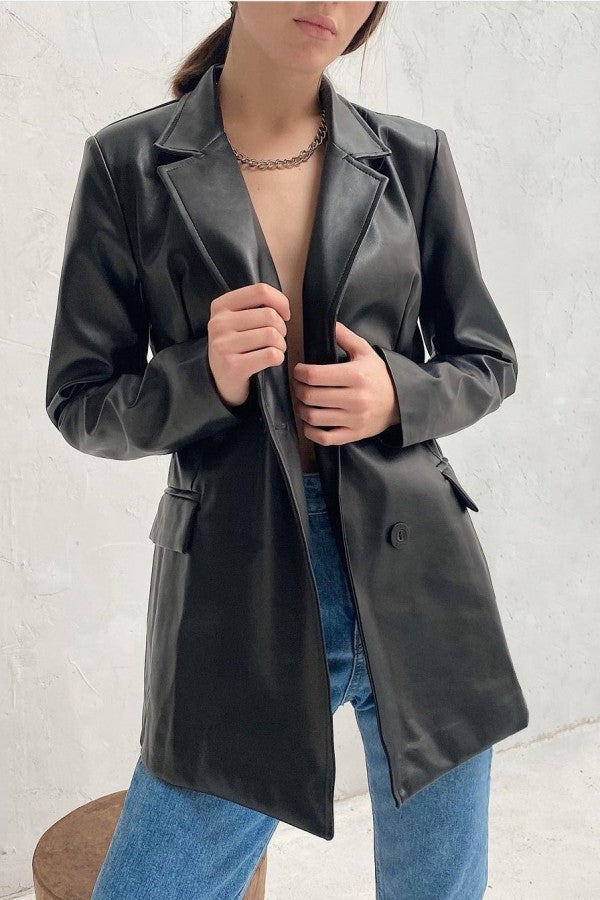 Faux Leather Blazer/Dress