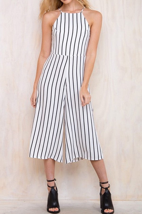 Rayé Blanc Noir Jumpsuit