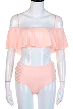 Coral Ruffle Bikini Set
