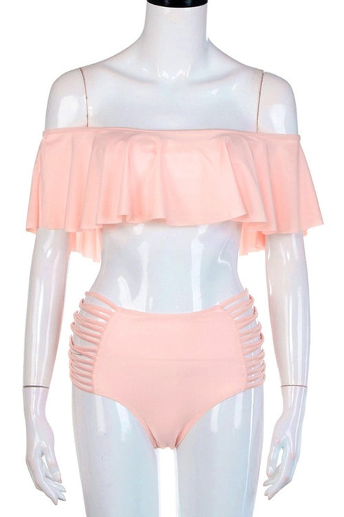 Coral Ruffle Bikini Set
