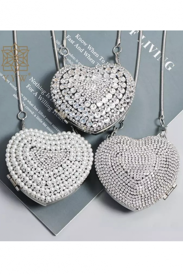 Luxe Heart Rhinestone Clutch