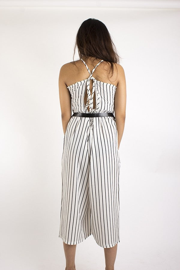 Rayé Blanc Noir Jumpsuit