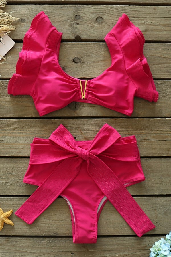 Tangerine Ruffle Bikini Set