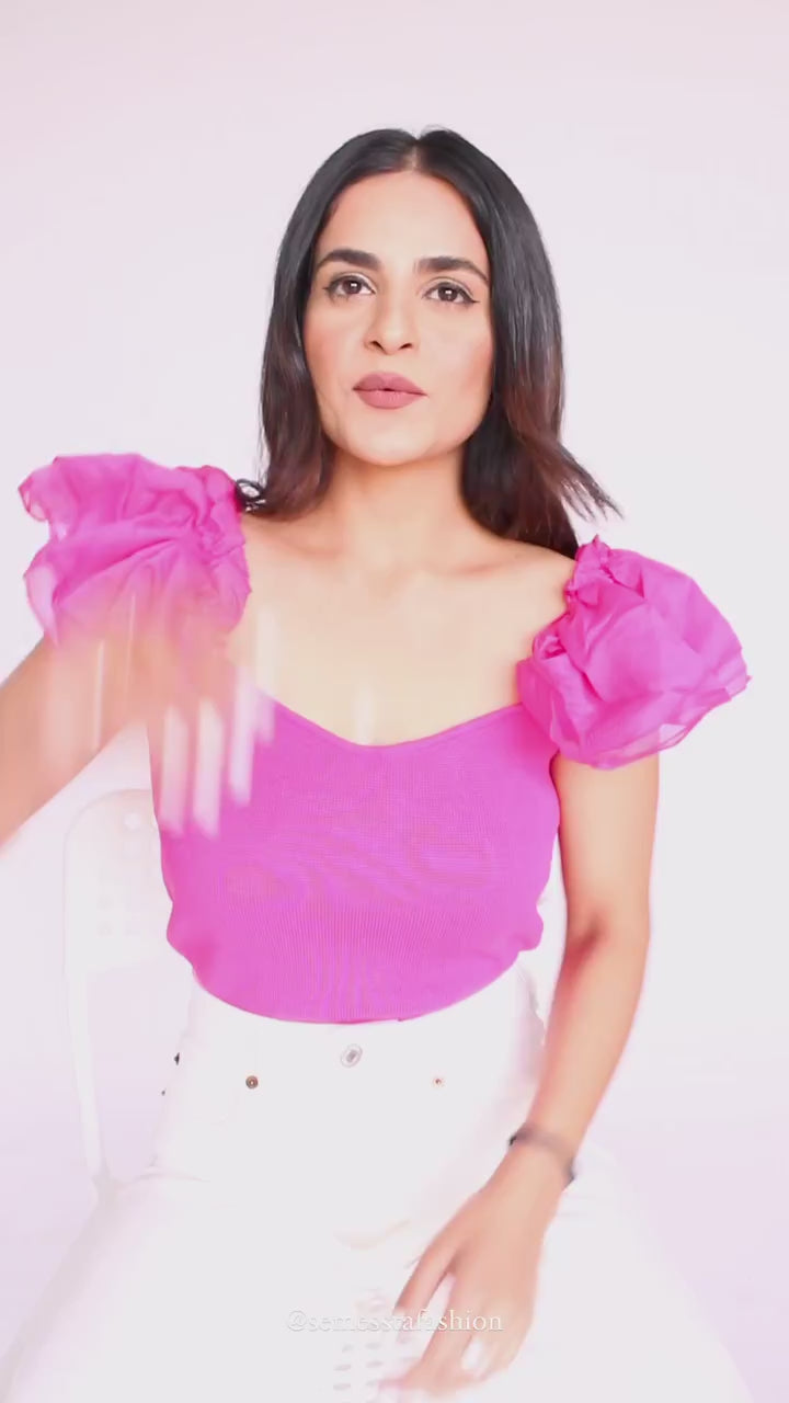 Pink Bow Ruffle Top
