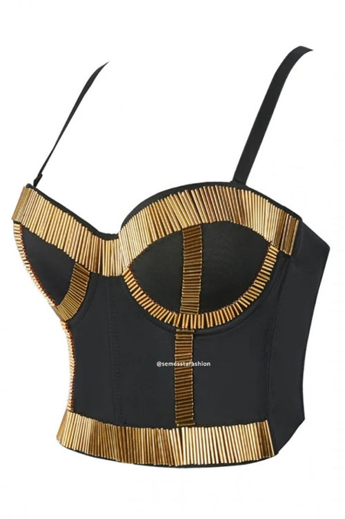 Alessandra Gold Noir Bustier