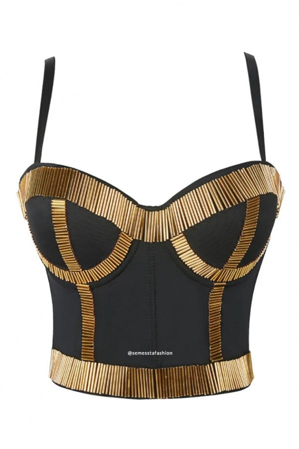 Alessandra Gold Noir Bustier