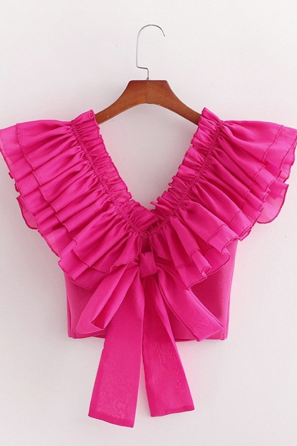 Pink Bow Ruffle Top