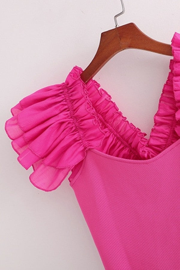 Pink Bow Ruffle Top
