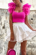 Pink Bow Ruffle Top