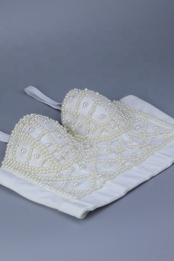 White Pearl Bustier Top