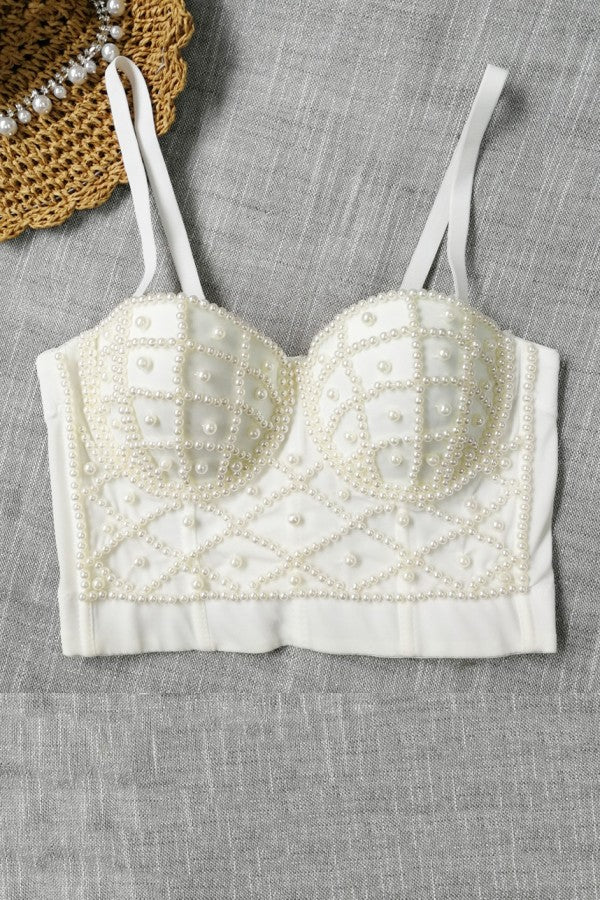 White Pearl Bustier Top